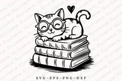 Book Lover SVG, Cat Bookmark SVG, Cat And Book SVG Product Image 1