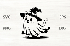Smiling Cat Ghost with Witch Cat SVG Product Image 1