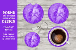 Purple marble car coaster sublimation. Round design SGCC02 Product Image 1
