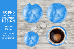 Blue marble car coaster sublimation. Round design SGCC05 Product Image 1