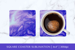 Blue marble texture square coaster sublimation design 001 Product Image 1