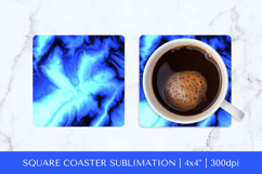 Blue marble texture square coaster sublimation design 002 Product Image 1