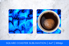 Blue marble texture square coaster sublimation design 005 Product Image 1