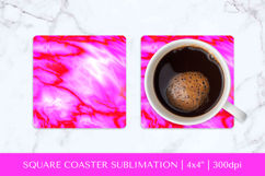 Pink marble texture square coaster sublimation design 007 Product Image 1