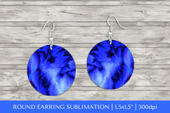 Blue marble round earrings sublimation design SGE001 Product Image 1