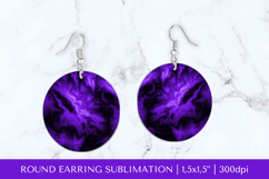 Purple marble round earrings sublimation design SGE005 Product Image 1