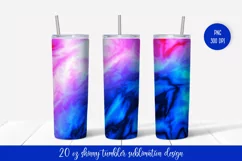Marble Tumbler Sublimation Wrap. Pink Blue Tumbler Design Product Image 1