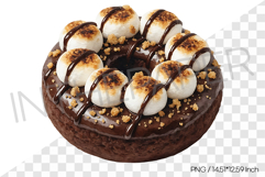 Sweet smore donut with dark chocolate glaze PNG dessert art Product Image 1