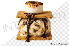 Graham cracker smore ice cream sandwich biscuit PNG dessert Product Image 1