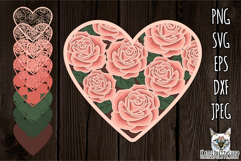 3d layered papercut Rose Heart svg, Valentine&#039;s day SVG Product Image 1