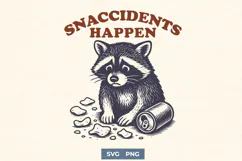Snaccidents Happen SVG PNG | Sad Raccoon with Chips Clipart Product Image 1