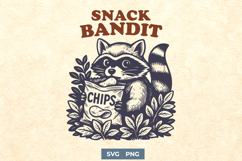 Snack Bandit Raccoon SVG PNG | Cute Woodland Animal Clipart Product Image 1