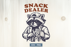 Snack Dealer SVG PNG | Funny Raccoon with Snacks Clipart Product Image 1