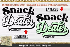 Snack Dealer Momlife is a professional design that is ready to be cut with all major cutting machines. Sublimation, iron-on transfer and printing file formats also included.