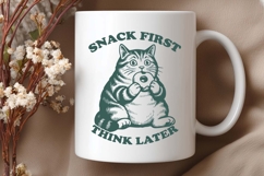 Snack First Think Later SVG PNG, Funny Chubby Cat Donut Art Product Image 2