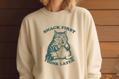 Snack First Think Later SVG PNG, Funny Chubby Cat Donut Art Product Image 3