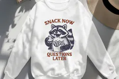 Snack Now Questions Later SVG PNG | Funny Raccoon with Fries Product Image 3