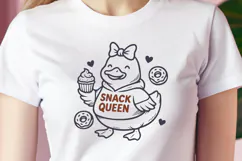 Snack Queen SVG | Cute Duck with Cupcake PNG | Funny Foodie Product Image 2