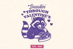 Snackin’ Through Valentine’s SVG PNG, Funny Raccoon Design Product Image 1
