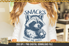 Snacks make me smile is a professional design that is available at 300dpi PNG to use for Sublimation, iron-on transfer, DTG Printing and normal printing.