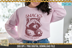 Snacks make me smile is a professional design that is available at 300dpi PNG to use for Sublimation, iron-on transfer, DTG Printing and normal printing.