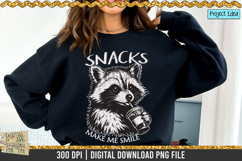Snacks make me smile is a professional design that is available at 300dpi PNG to use for Sublimation, iron-on transfer, DTG Printing and normal printing.