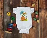 Bodysuit Sublimation | Baby Bodysuit Print | Snail & Flowers Product Image 2