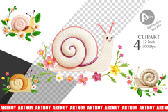 Snail Embroidery Clipart Product Image 1