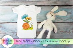Bodysuit Sublimation | Baby Bodysuit Print | Snail & Flowers Product Image 1
