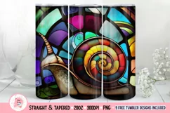 Snail Stained Glass Tumbler Wrap, Snail Png, Pink Tumbler