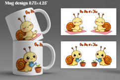Cozy snail mug wrap design | Funny animal mug sublimation Product Image 1