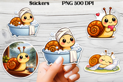 Cozy snail stickers printable | Funny animal stickers PNG Product Image 1