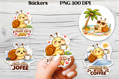 Cozy snail stickers printable | Funny animal stickers PNG Product Image 1