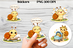 Cozy snail stickers printable | Funny animal stickers PNG Product Image 1