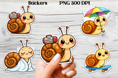 Cozy snail stickers printable | Funny animal stickers PNG Product Image 1