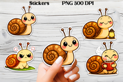 Cozy snail stickers printable | Funny animal stickers PNG Product Image 1