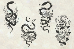 Snakes with Flowers and Crystals SVG Product Image 1