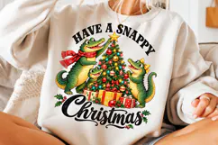 Snappy Alligator Christmas Decorating PNG Product Image 3