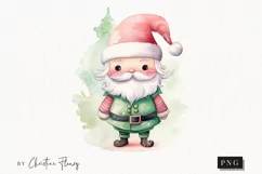 Pastel Watercolor Christmas Santa Clipart | Christmas PNG Product Image 1