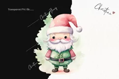 Pastel Watercolor Christmas Santa Clipart | Christmas PNG Product Image 2
