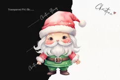 Pastel Watercolor Santa Clause Clipart | Christmas PNG Product Image 2