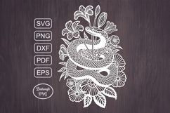 Snake papercut, paper cutting template, laser cut halloween Product Image 1