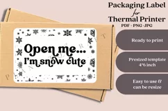 snow cute christmas packaging label for thermal printer ready to print instant download