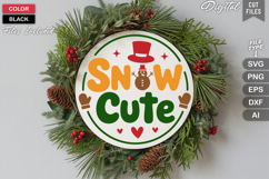 Snow Cute SVG | Christmas Round Sign SVG | Xmas SVG Product Image 1