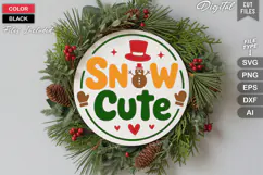 Snow Cute SVG | Christmas Round Sign SVG | Xmas SVG Product Image 1