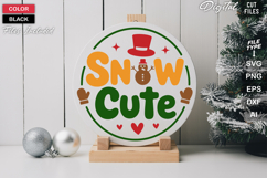 Snow Cute SVG | Christmas Round Sign SVG | Xmas SVG Product Image 2