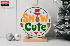 Snow Cute SVG | Christmas Round Sign SVG | Xmas SVG Product Image 2