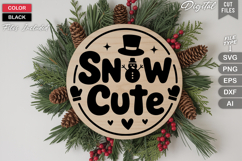 Snow Cute SVG | Christmas Round Sign SVG | Xmas SVG Product Image 3