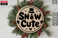 Snow Cute SVG | Christmas Round Sign SVG | Xmas SVG Product Image 3
