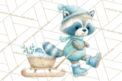Snow Day Fun PNG, Watercolor Winter Animal Clipart Product Image 5
